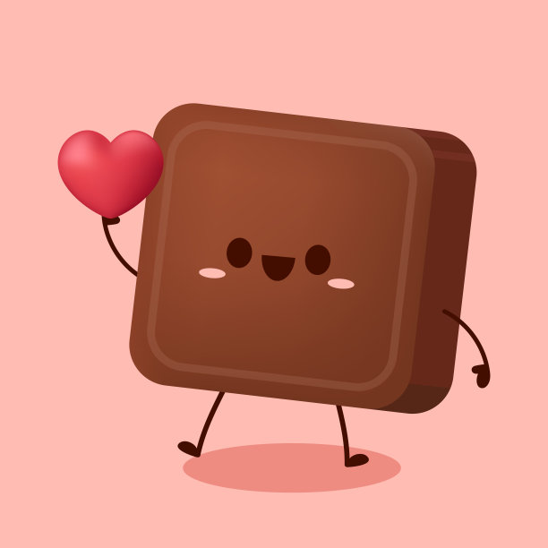 可爱有趣的巧克力棒角色。巧克力的吉祥物。心向量。图片下载