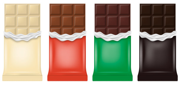 现实主义巧克力棒。牛奶，黑巧克力，白巧克力棒。矢量插图。每股收益10。图片下载