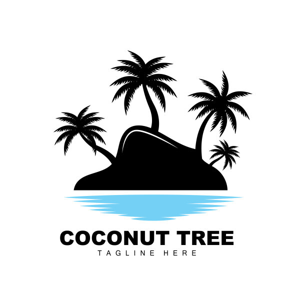 椰子树标志，海洋树矢量，模板设计，产品品牌，海滩旅游对象标志图片下载