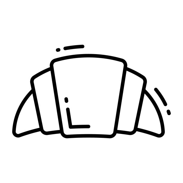 现代设计风格的牛角面包矢量图标图片下载