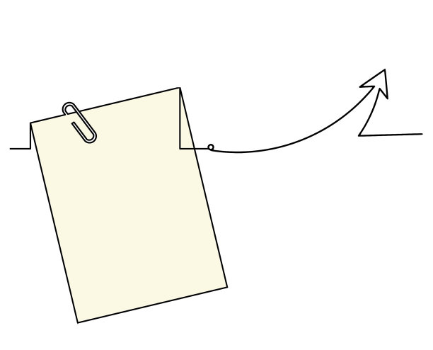 抽象彩色纸与回形针和方向线画在白色为背景图片下载