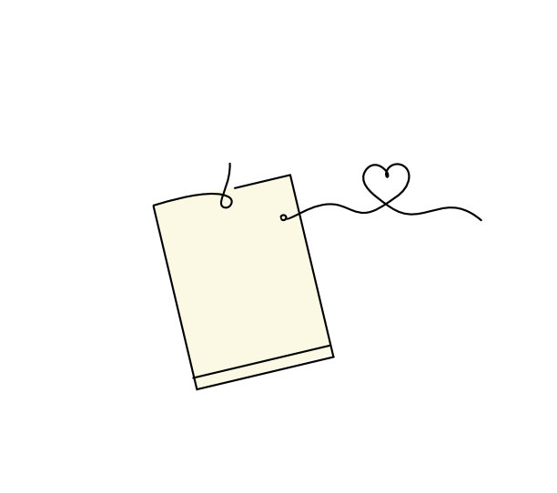 抽象彩色纸与回形针和心形线画在白色为背景图片下载