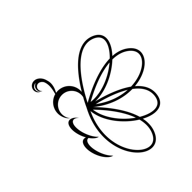 蝴蝶或蜜蜂线艺术标志和矢量图标图片下载