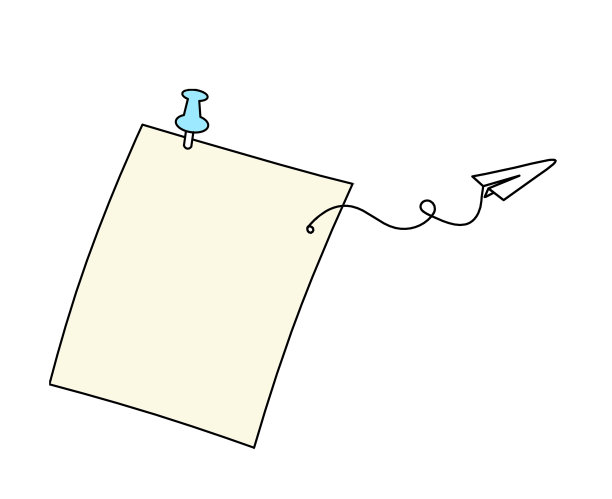 抽象的彩色纸，曲别针和纸平面作为线条画在白色为背景图片下载