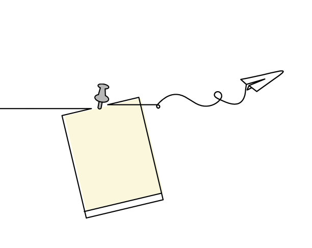 抽象的彩色纸，曲别针和纸平面作为线条画在白色为背景图片下载