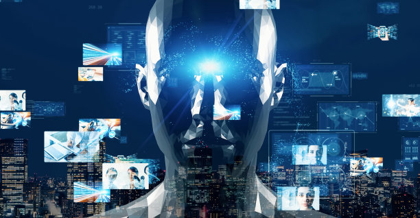 AI(人工智能)概念。通信网络。3 d渲染。图片下载