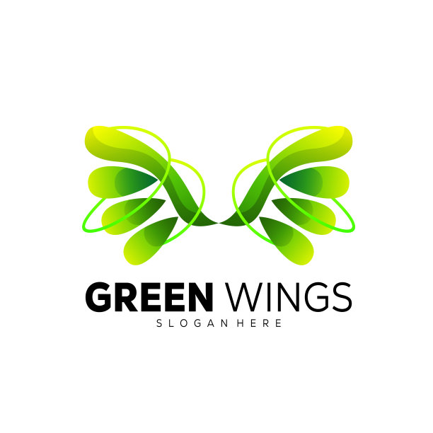 绿色翅膀艺术设计渐变色彩图片下载