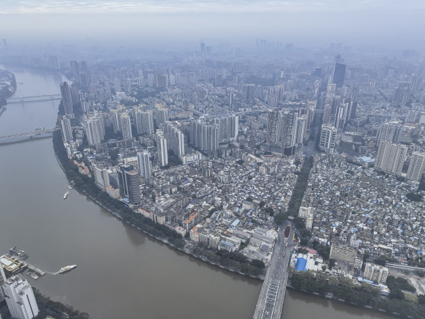 中国广州全景天际线航拍照片图片下载