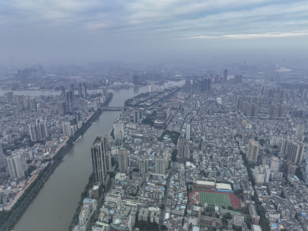 中国广州全景天际线航拍照片图片下载
