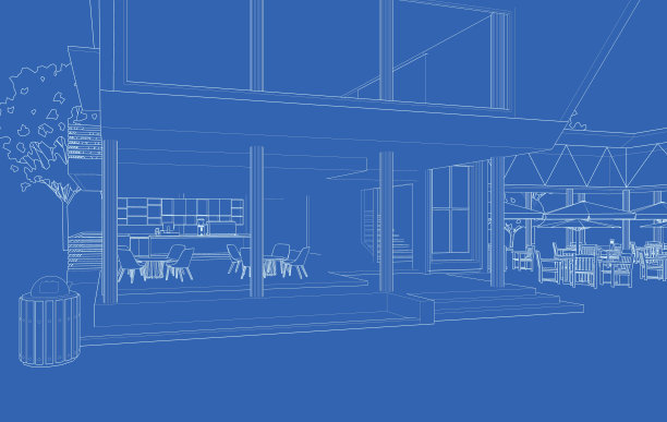 咖啡店的3D插图图片下载