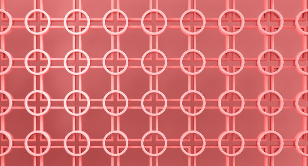 中式图案圆形和方形墙背景，3D渲染图片下载