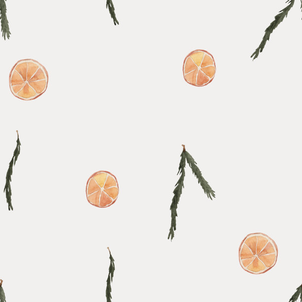 无缝图案，调味为热葡萄酒，柠檬肉桂香料，水彩，在白色米色背景，为您的设计。新年到，儿女花样到。图片下载