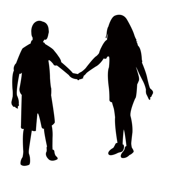 儿童玩耍，身体剪影矢量图片下载