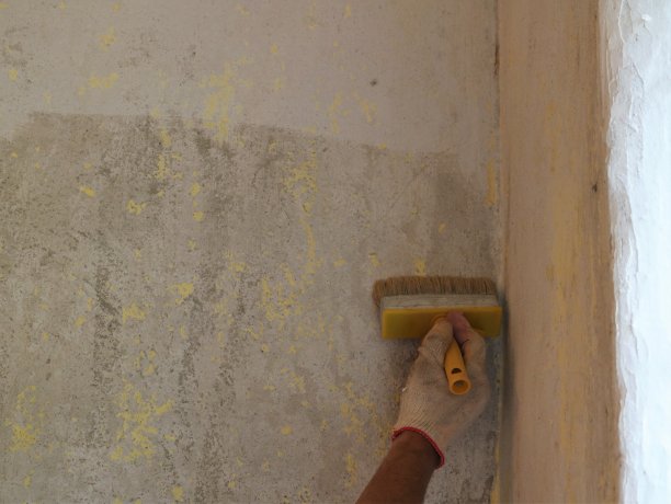 用刷子手动粉刷房间墙壁图片下载