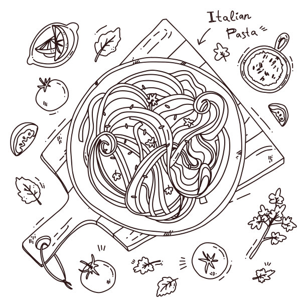 矢量手绘意大利面食图片下载