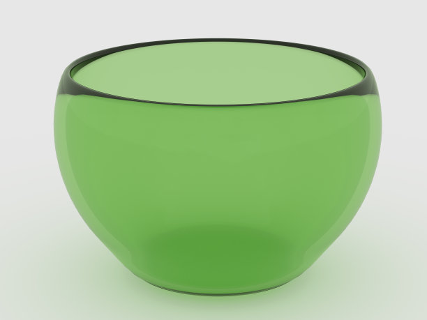 空透明的绿色玻璃碗孤立在白色背景上。盛水果的花瓶或圆盘子。图片下载