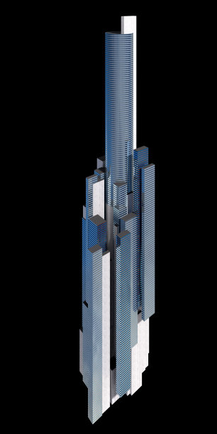 3D未来城市摩天大楼建筑图片下载