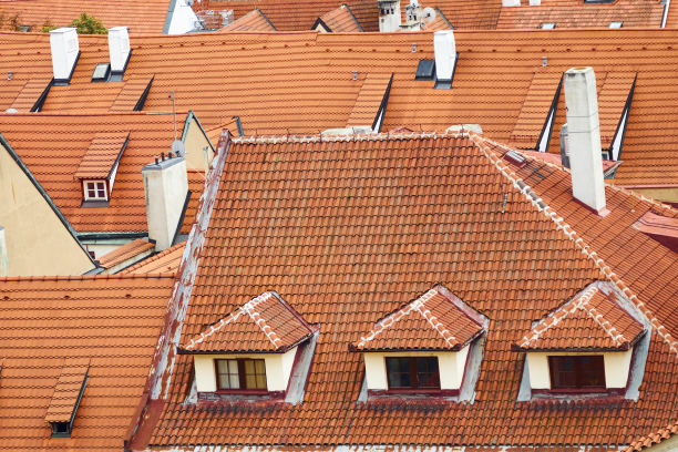 布拉格的橙色瓦屋顶图片下载