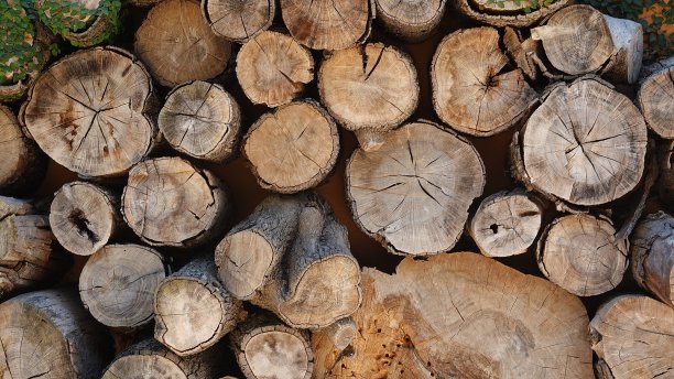 旧锯木材，木材堆背景，天然木材纹理，户外图片下载