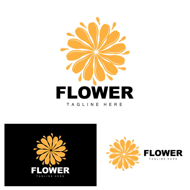 花卉标志，花卉花园设计与简单的风格矢量产品品牌，美容护理，自然图片下载