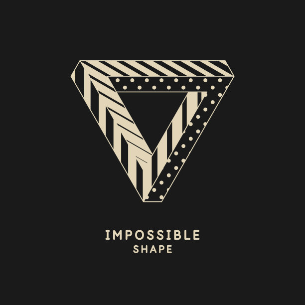 不可能的几何形状。彭罗斯三角。孤立的三维形状。用于设计的图形元素。图片下载