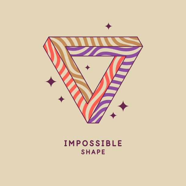 不可能的几何形状。彭罗斯三角。孤立的三维形状。用于设计的图形元素。图片下载