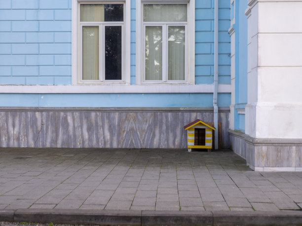 狗窝在城市里。家里的展位很漂亮。度假胜地巴统的建筑。图片下载