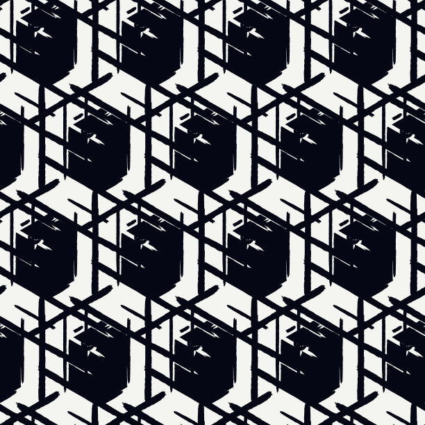 漆刷几何无缝图案。艺术手绘现代印刷。Linocut风格的背景。网格点缀。时尚当代地理壁纸图片下载
