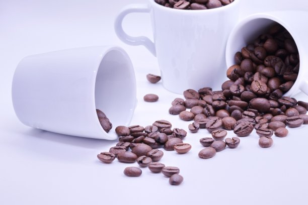 白色背景上的咖啡豆特写图片下载