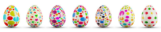 复活节彩蛋设置在透明的白色背景。三维渲染图图片下载