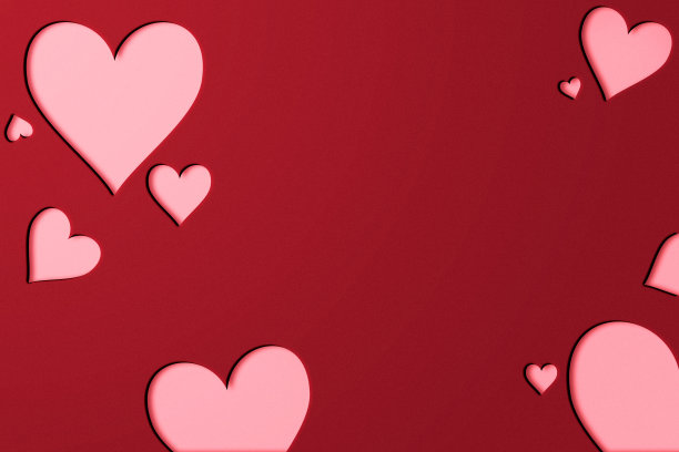 红色和粉红色的背景与心形和复制空间的情人节。图片下载