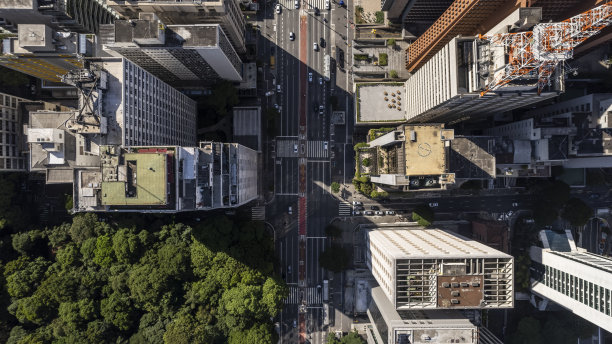 Aerial view of Avenida Paulista in the city of São Paulo图片下载