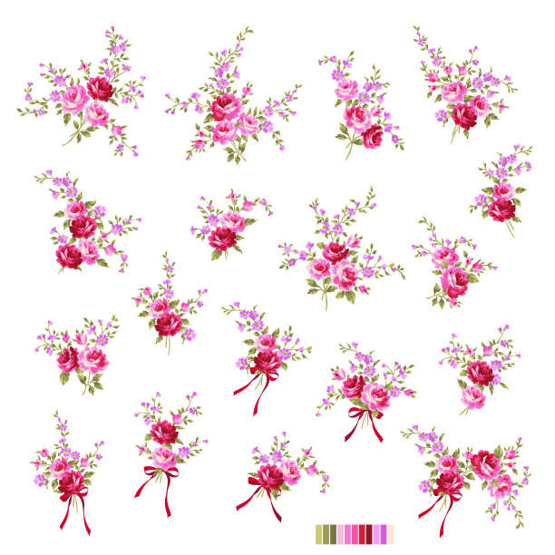 美丽的玫瑰插画素材集，图片下载