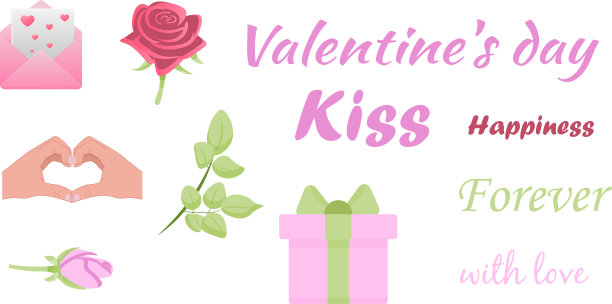 情人节元素集。卡通风格的图标。矢量插图。图片下载