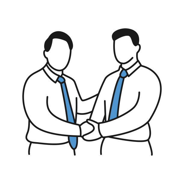 两个商业伙伴握手平面矢量插图。图片下载