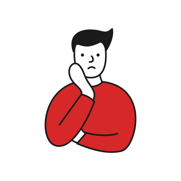 忧虑表情扁平化人物在家工作设计插图。图片下载