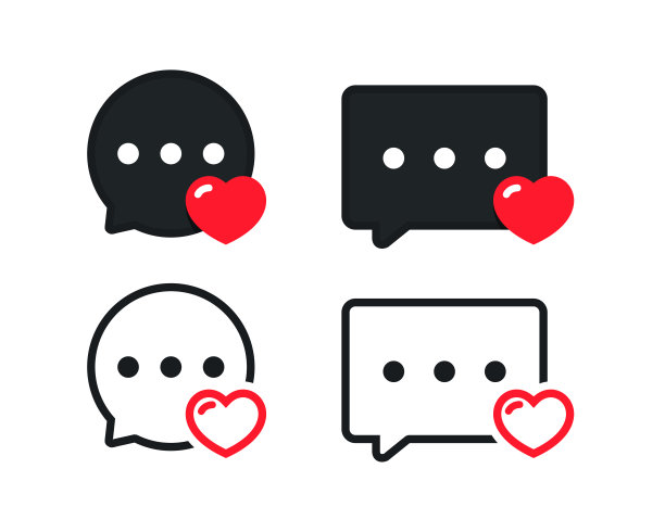 爱心在泡泡留言图标。说明向量图片下载
