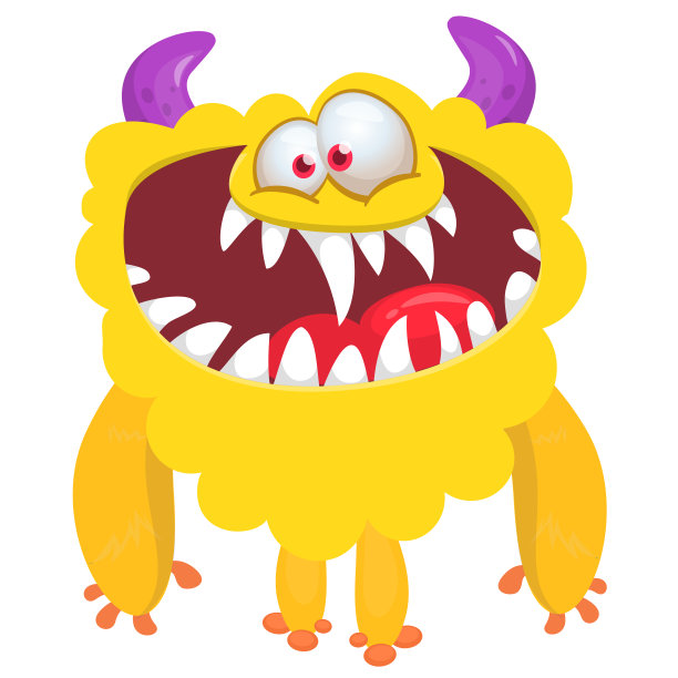 有趣的卡通微笑怪物角色。可爱和快乐的外星生物的插图。万圣节设计图片下载