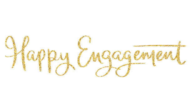 快乐订婚金色闪光刷字母横幅图片下载