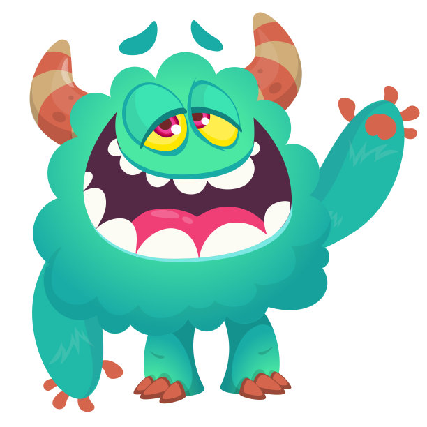 有趣的卡通微笑怪物角色。可爱和快乐的外星生物的插图。万圣节设计图片下载