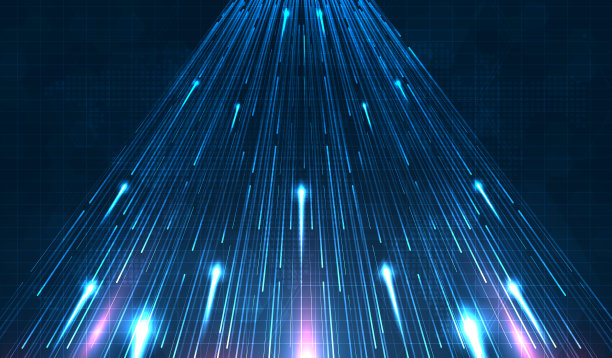 蓝光条纹，光纤，快速线，5g或6g技术无线数据传输，高速互联网的未来背景。互联网网络概念。矢量设计。图片下载