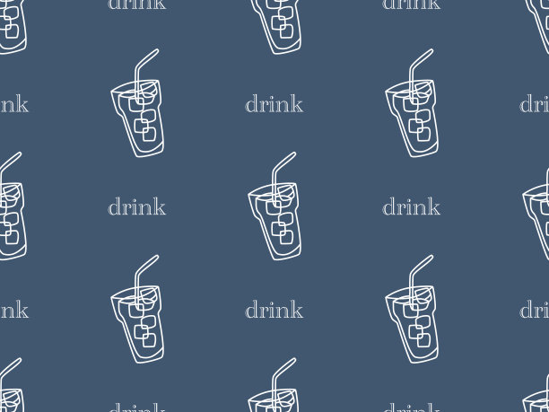 饮料在蓝色背景无缝模式图片下载