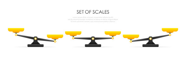 在白色背景上的平面风格中不同尺度的集合向量。矢量插图。图片下载