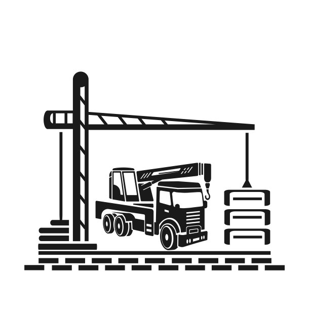 矢量插图的图标，标志的起重机，施工，装载。行业。图片下载