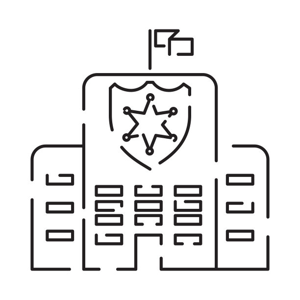 警戒线图标。法律和审判线图标。司法，法院和政府矢量线性图标图片下载