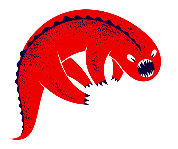 奇怪的令人毛骨悚然的卡通有趣的怪物孤立在白色矢量插图，噩梦的神奇生物，微生物。图片下载