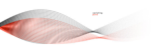 波的流动消失粒子矢量抽象背景，红和黑曲线点在运动放松插图，烟雾般的图像。图片下载