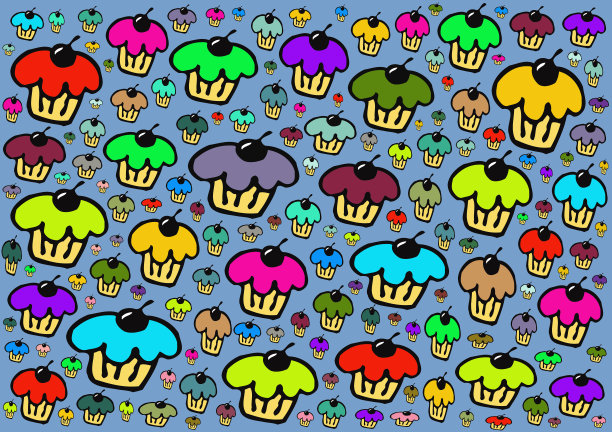 色彩缤纷的纸杯蛋糕设计图片下载