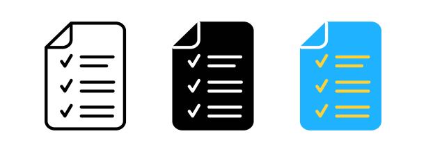 检查表图标细线的网页和移动，现代简约的平面设计。矢量深灰色图标在白色背景。图片下载