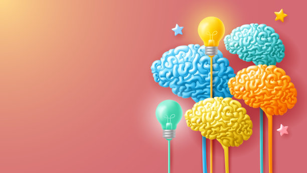 头脑风暴背景与3d大脑和灯泡图片下载